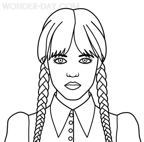 ausmalbild wednesday addams|Wednesday Addams Coloring Pages (16。